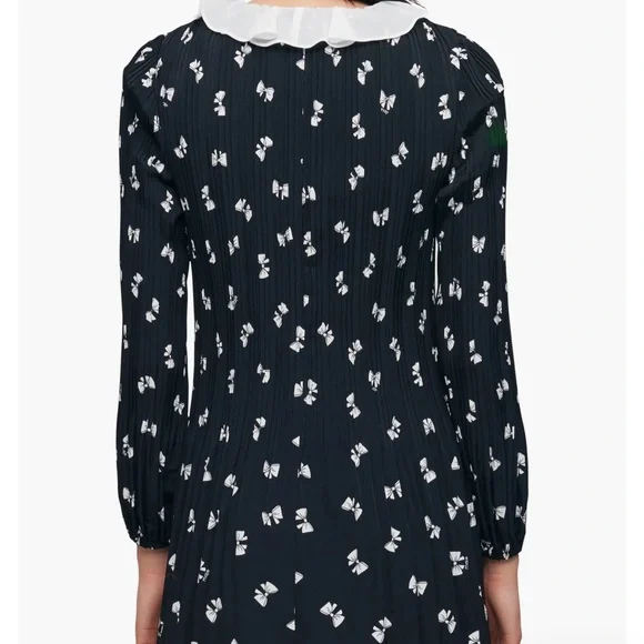 MAJE Rockale Bow Print Tie Neck Long Sleeve Dress - Picture 3 of 7